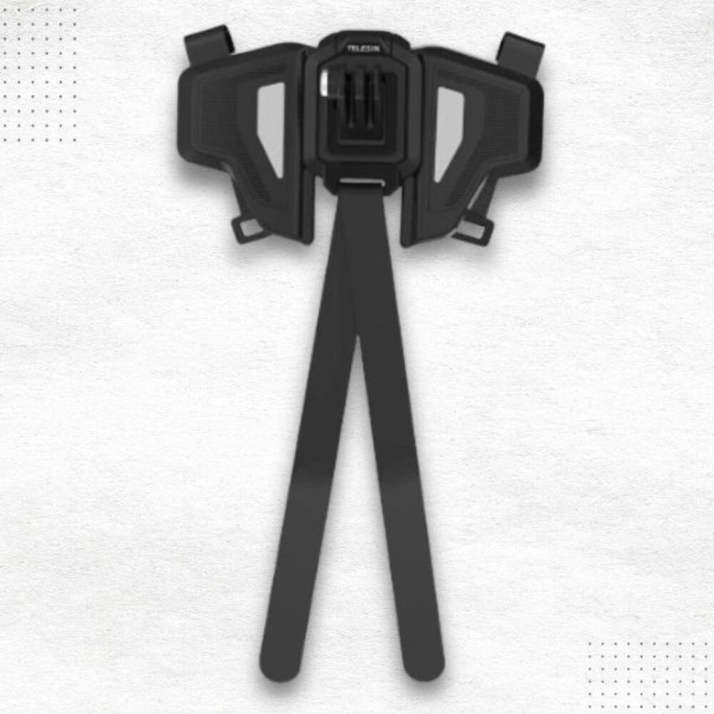 TELESIN Motorcycle Butterfly Helmet Chin Mount POV for Action Cameras - Silver